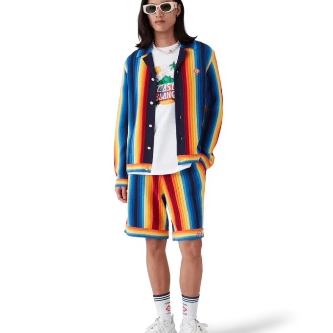 Frotté-shorts med gradientstriber