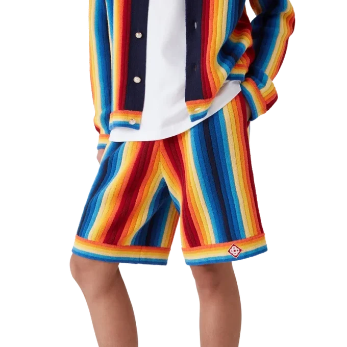 Frotté-shorts med gradientstriber