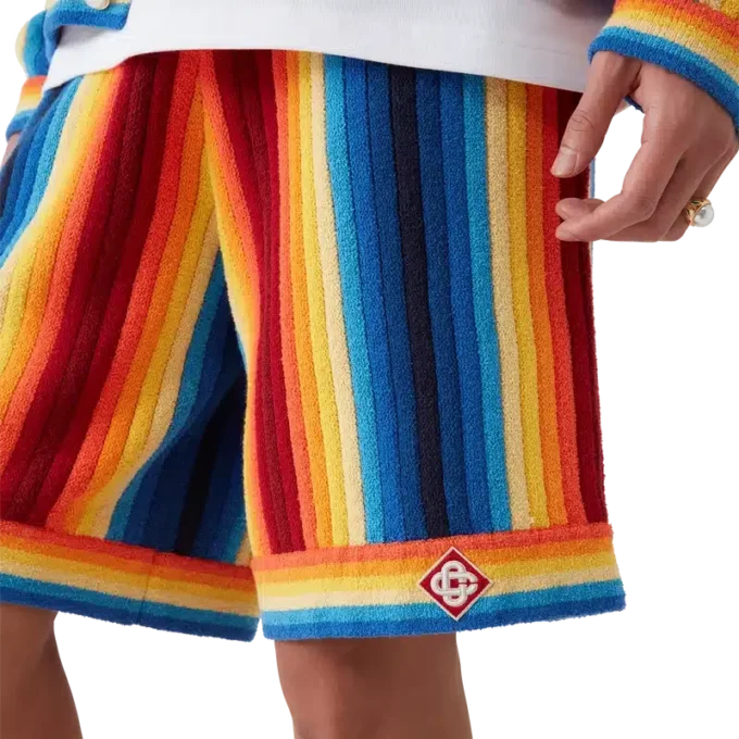 Frotté-shorts med gradientstriber