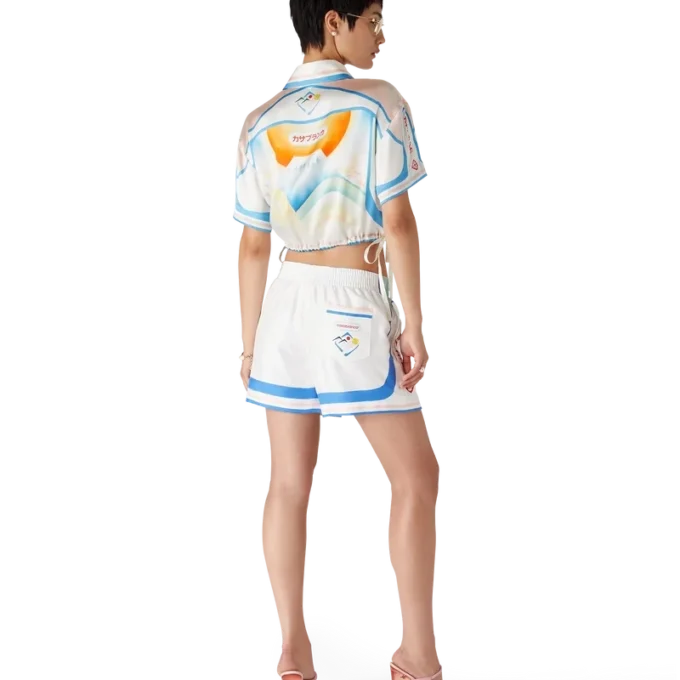 Fuji Dream kortærmet, kort silke-Shorts-skjorte