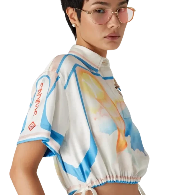 Fuji Dream kortærmet, kort silke-Shorts-skjorte