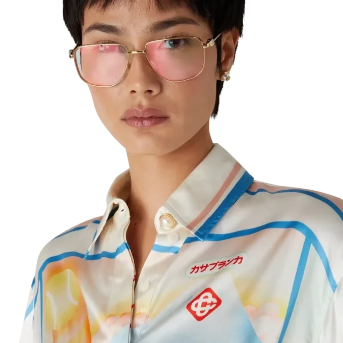 Fuji Dream kortærmet, kort silke-Shorts-skjorte