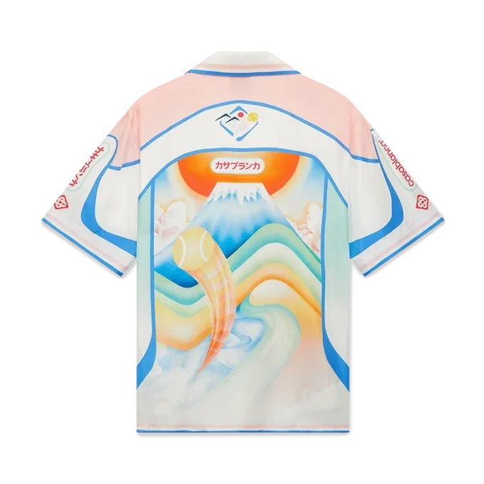 Fuji Dream kortærmet silke-skjorte med shorts