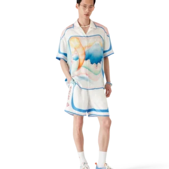Fuji Dream kortærmet silke-skjorte med shorts