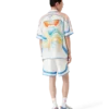 Fuji Dream kortærmet silke-skjorte med shorts