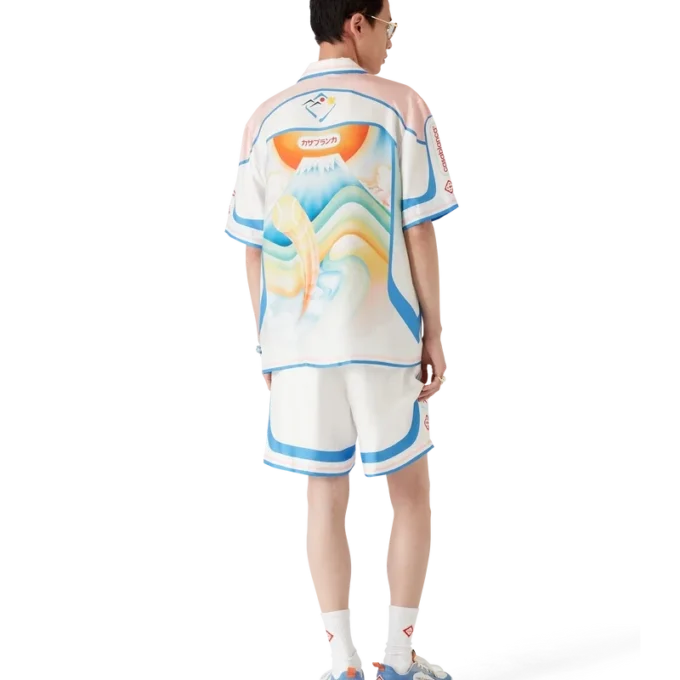 Fuji Dream kortærmet silke-skjorte med shorts