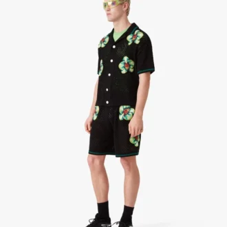 Glitch Orchid broderede hæklede Shorts