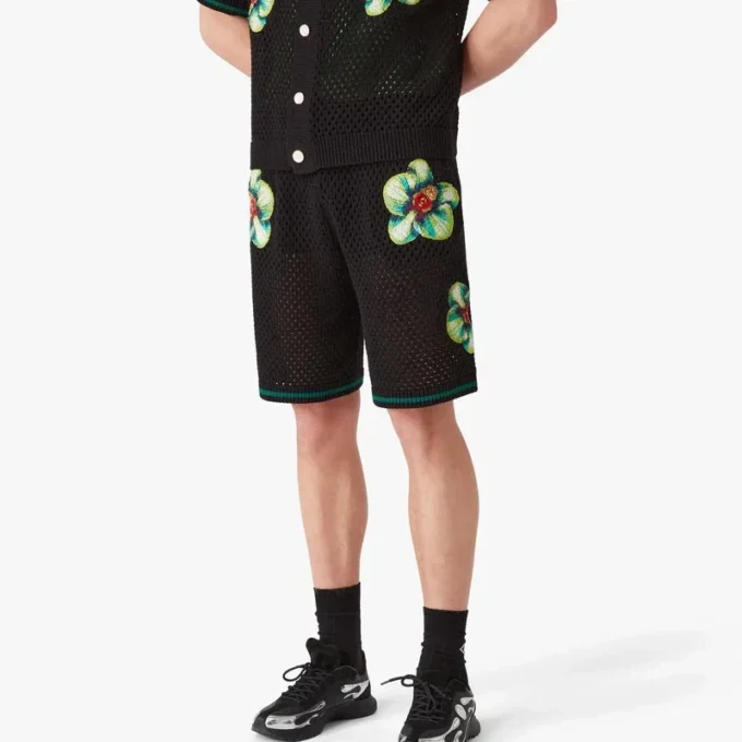Glitch Orchid broderede hæklede Shorts Glitch Orchid broderede hæklede Shorts