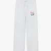 Grå broderede cropped sweatpants