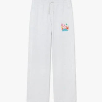 Grå broderede cropped sweatpants