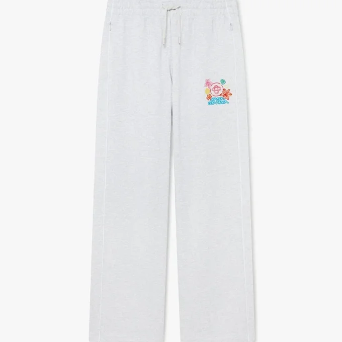 Grå broderede cropped sweatpants