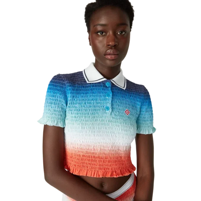 Gradient Cropped Polo Shirt Gradient Cropped Polo Shirt