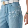 Graffiti-distressed denimjeans Graffiti-distressed denimjeans
