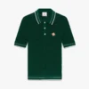 Grøn hæklet polo-shirt med korte ærmer