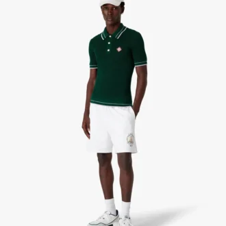 Grøn hæklet polo-shirt med korte ærmer