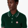 Grøn hæklet polo-shirt med korte ærmer