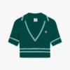 Grøn, kort strikket poloshirt