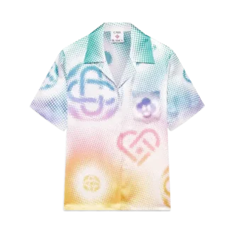 Halftone Logo-kortærmet shorts med cubansk krave