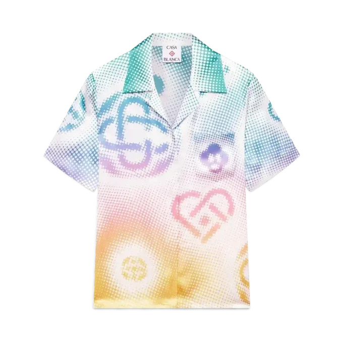 Halftone Logo-kortærmet shorts med cubansk krave