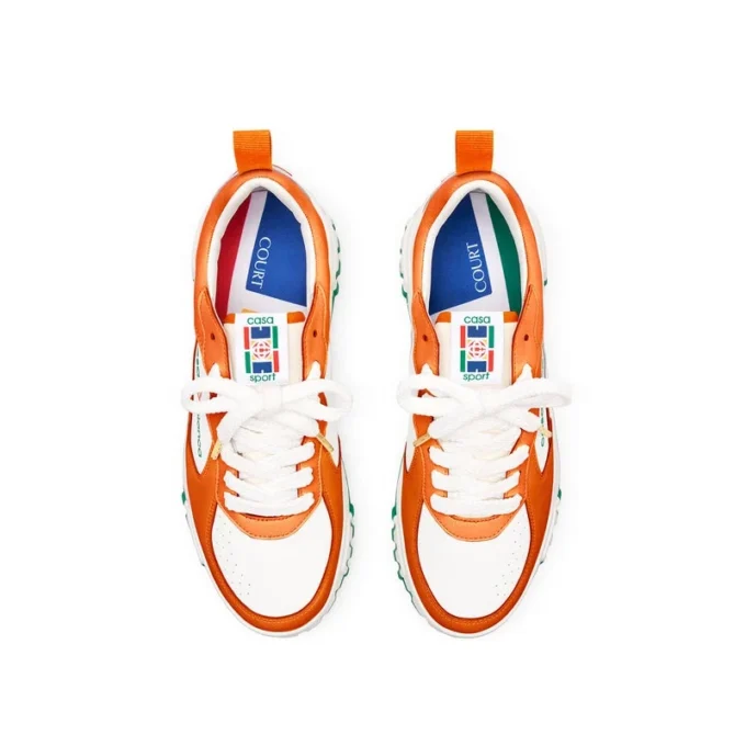 Herre Court orange og hvide sneakers