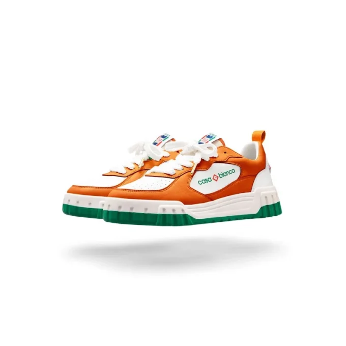 Herre Court orange og hvide sneakers