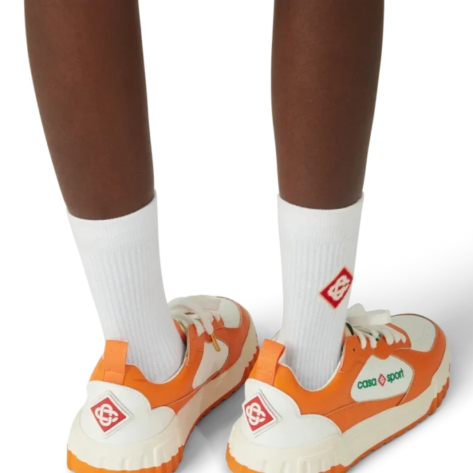 Herre Court orange og hvide sneakers
