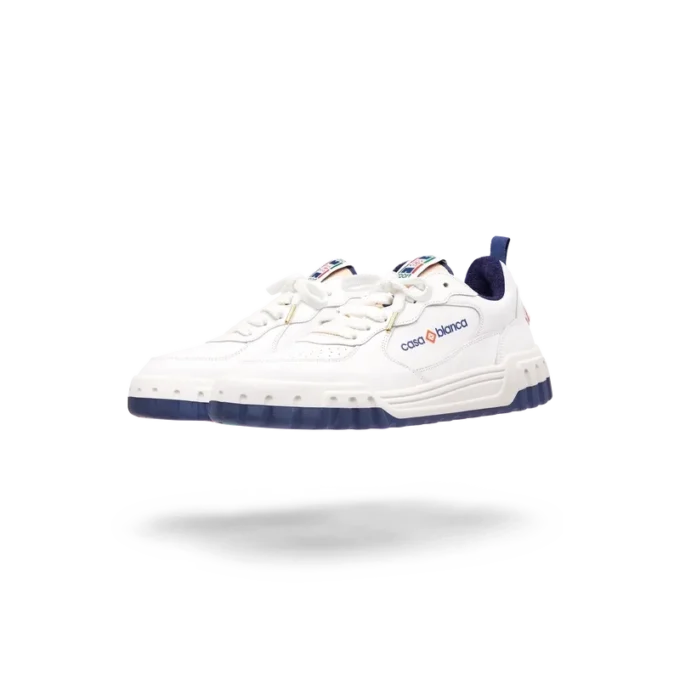 Herresneaker Court hvid og marineblå Herresneaker Court hvid og marineblå