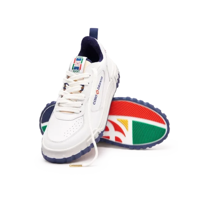 Herresneaker Court hvid og marineblå Herresneaker Court hvid og marineblå