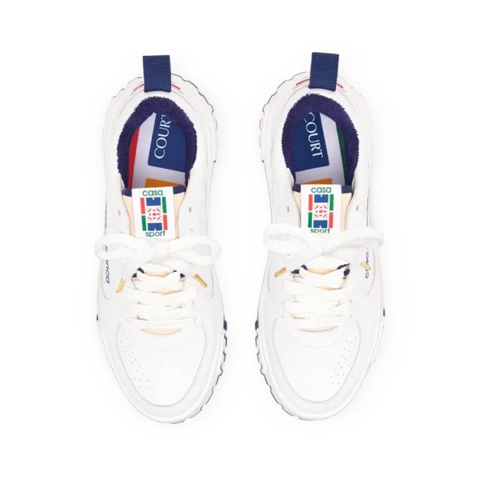Herresneaker Court hvid og marineblå Herresneaker Court hvid og marineblå