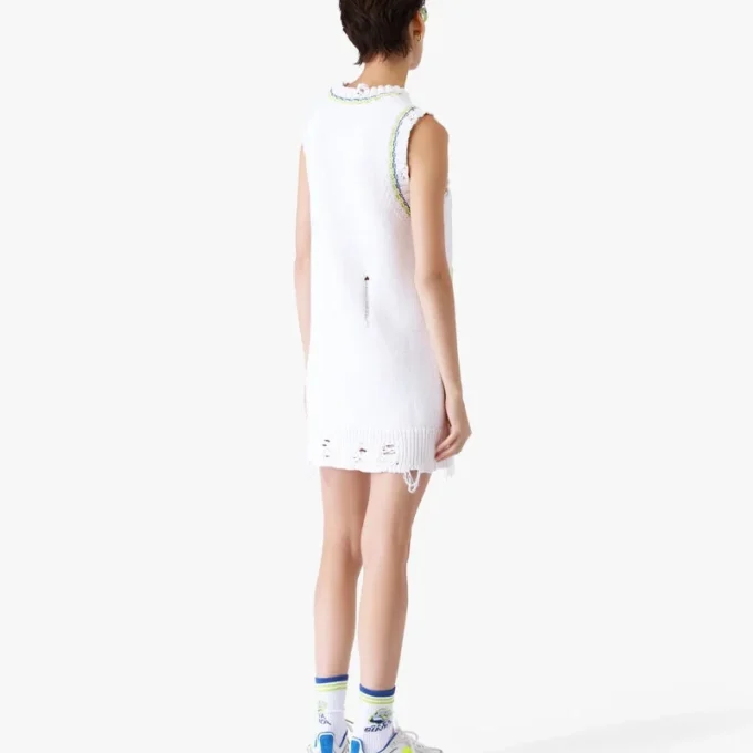 Hvid håndstrikket mini-tanktopkjole Hvid håndstrikket mini-tanktopkjole