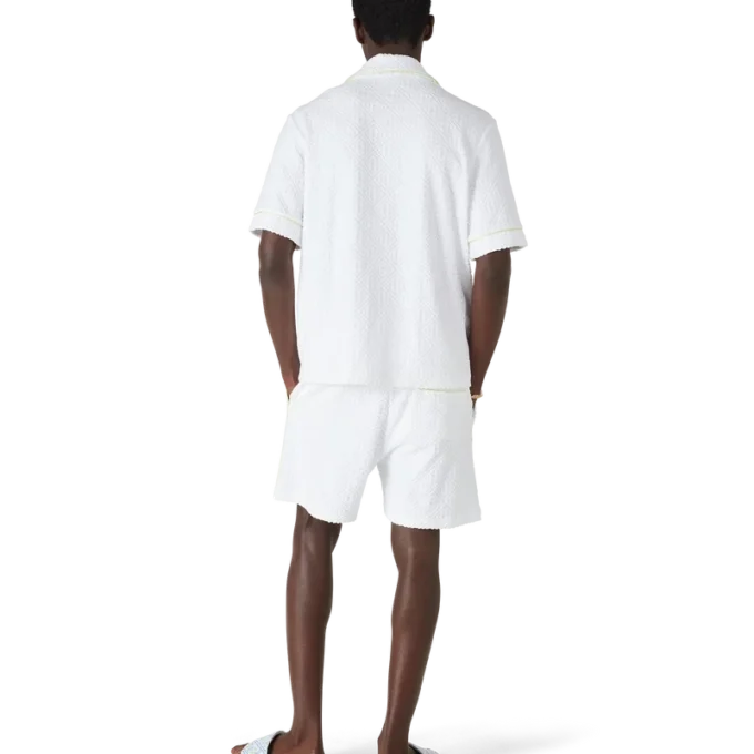 Hvid klassisk kortærmet frotté-Shorts-skjorte