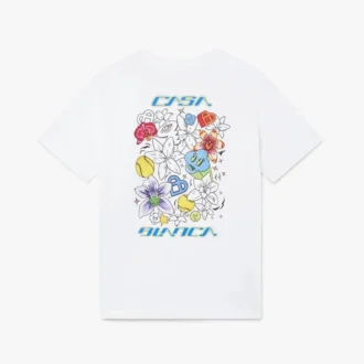 Hvid kortærmet Short-T-shirt med graffiti