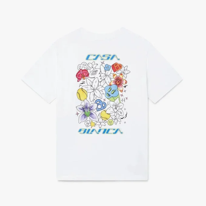 Hvid kortærmet Short-T-shirt med graffiti