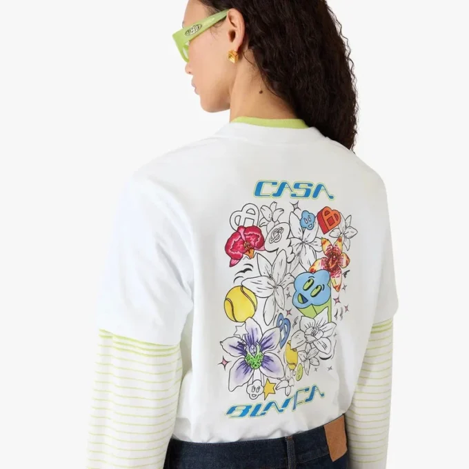 Hvid kortærmet Short-T-shirt med graffiti