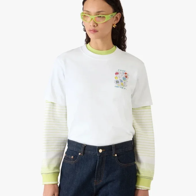 Hvid kortærmet Short-T-shirt med graffiti