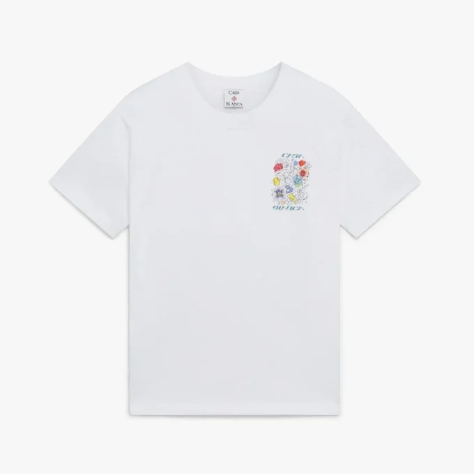 Hvid kortærmet Short-T-shirt med graffiti