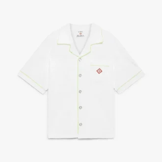 Hvid kortærmet skjorte i frotté med monogram