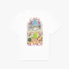 Hvid kortærmet T-shirt med tennislandskab i shorts
