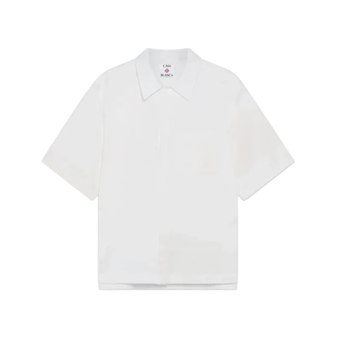 Hvid monogram-kortærmet skjorte
