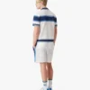 Hvid og blå stribet mesh-poloshirt med korte ærmer