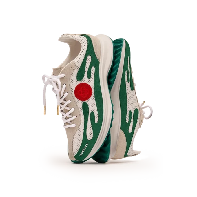 Hvid og grøn Stade-sneaker til mænd