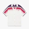Hvid stribet kortærmet poloshirt