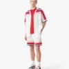 Hvid stribet kortærmet poloshirt