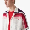 Hvid stribet kortærmet poloshirt