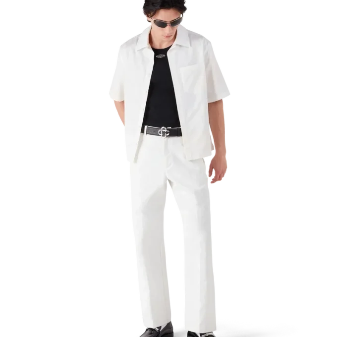 Hvide chino-bukser med monogram