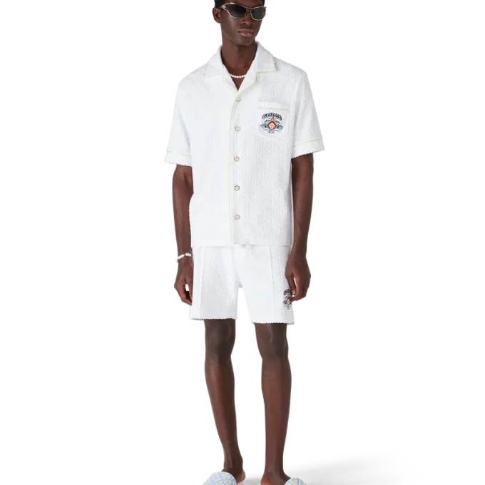Hvide Monogram-pool-sandaler til mænd