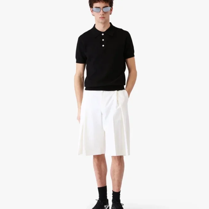 Hvide plisserede baggy shorts