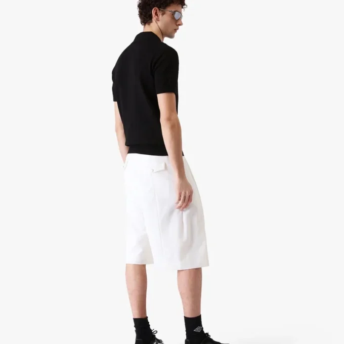 Hvide plisserede baggy shorts