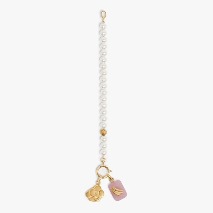 Hvidt og guldfarvet Icon Pearl-armbånd