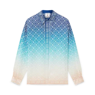 Jacquard-silkeskjorte med farveovergang